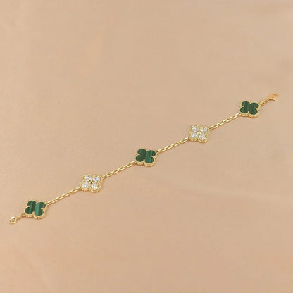 [Super CiCi ] CLOVER 5 MOTIF MALACHITE BRACELET COLLECTION