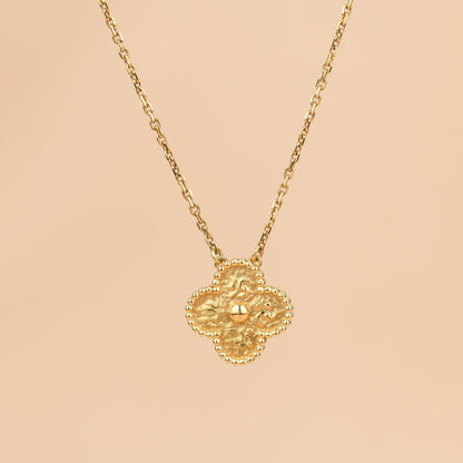 [Super CiCi ]CLOVER 15MM  BRONZING NECKLACE