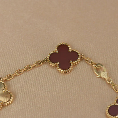 [Super CiCi ] CLOVER 5 MOTIF RED CORNELIAN BRACELET COLLECTION