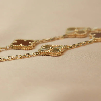 [Super CiCi ] CLOVER 5 MOTIF RED CORNELIAN BRACELET COLLECTION
