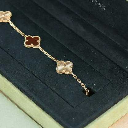 [Super CiCi ] CLOVER 5 MOTIF RED CORNELIAN BRACELET COLLECTION