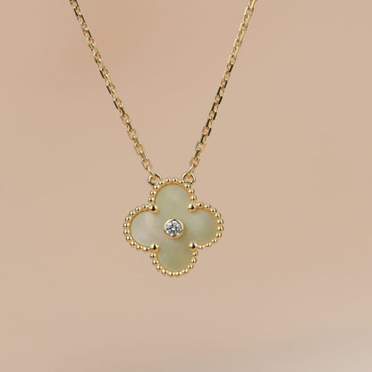 [Super CiCi ]CLOVER 15MM DIAMOND GOLD MOTHER OF PEARL NECKLACE