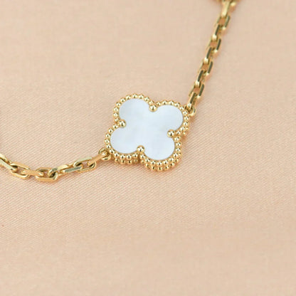 [Super CiCi ]CLOVER WHITE PEARL MOP 5 MOTIF BRACELET COLLECTION
