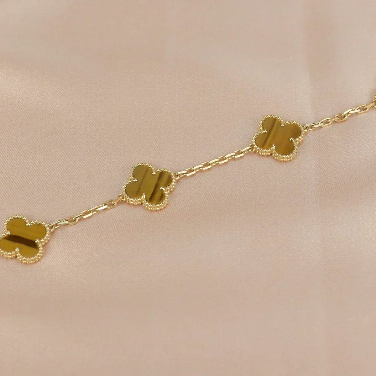 [Super CiCi ] CLOVER 5 MOTIFS TIGER EYE BRACELET COLLECTION