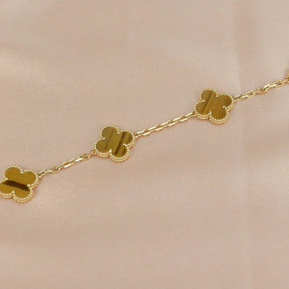 [Super CiCi ] CLOVER 5 MOTIFS TIGER EYE BRACELET COLLECTION