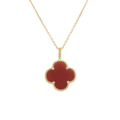 [Super CiCi ]CLOVER 25MM NECKLACE GOLD CARNELIAN