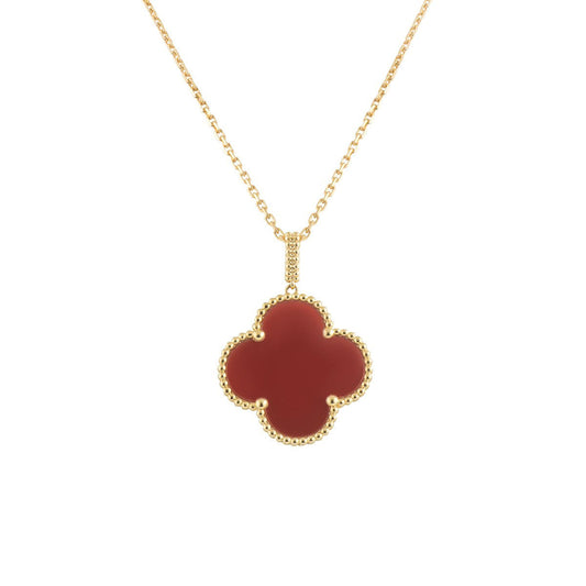 [Super CiCi ]CLOVER 25MM NECKLACE GOLD CARNELIAN