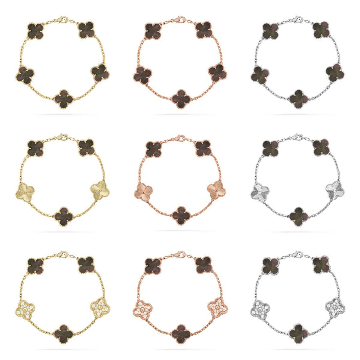 [Super CiCi ] CLOVER 5 MOTIF GRAY MOP BRACELET COLLECTION