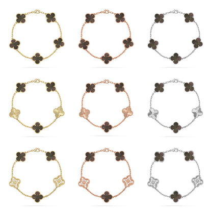[Super CiCi ] CLOVER 5 MOTIF GRAY MOP BRACELET COLLECTION