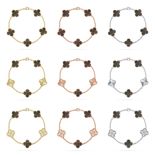 [Super CiCi ] CLOVER 5 MOTIF GRAY MOP BRACELET COLLECTION