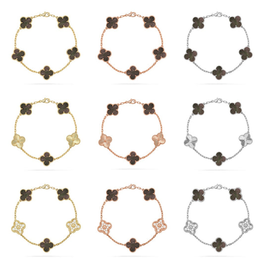 [Super CiCi ] CLOVER 5 MOTIF GRAY MOP BRACELET COLLECTION