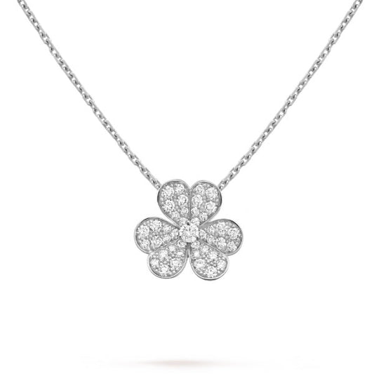 [Super CiCi ]CLOVER DIAMOND NECKLACE SILVER