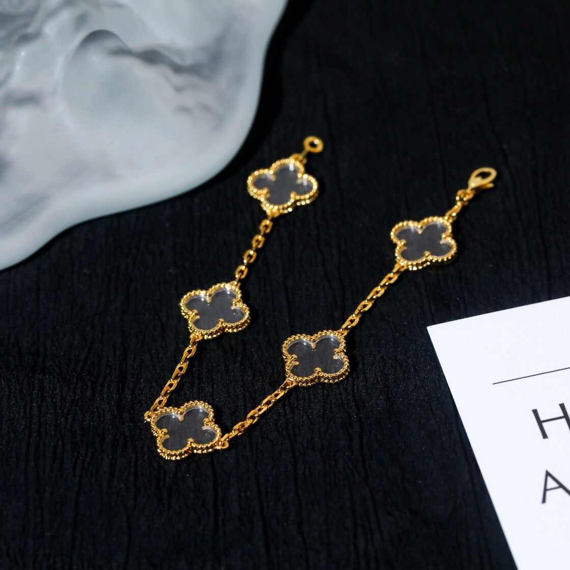 [Super CiCi ]CLOVER 5 MOTIF ROCK CRYSTAL BRACELET