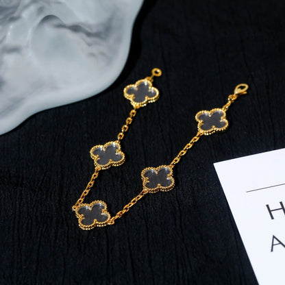 [Super CiCi ]CLOVER 5 MOTIF ROCK CRYSTAL BRACELET