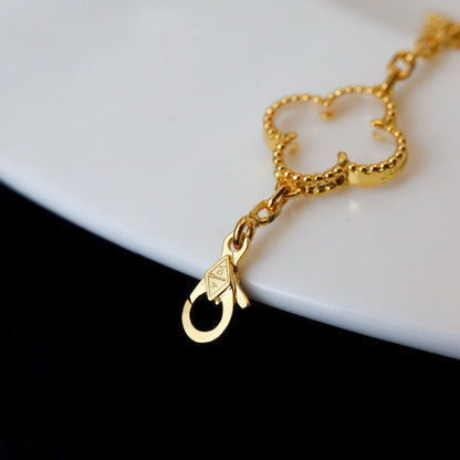 [Super CiCi ]CLOVER 5 MOTIF ROCK CRYSTAL BRACELET
