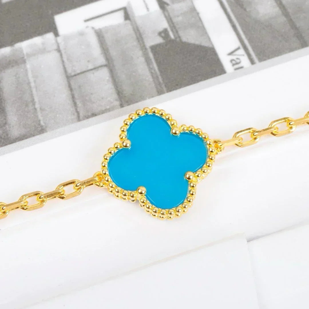 [Super CiCi ] CLOVER 5 MOTIF TURQUOISE BRACELET COLLECTION