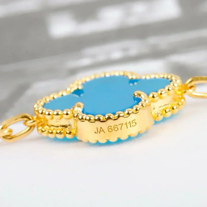 [Super CiCi ] CLOVER 5 MOTIF TURQUOISE BRACELET COLLECTION