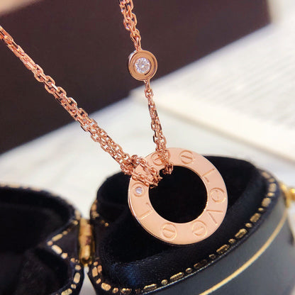 [Super CiCi ]LOVE NECKLACE 16MM 2 DIAMONDS