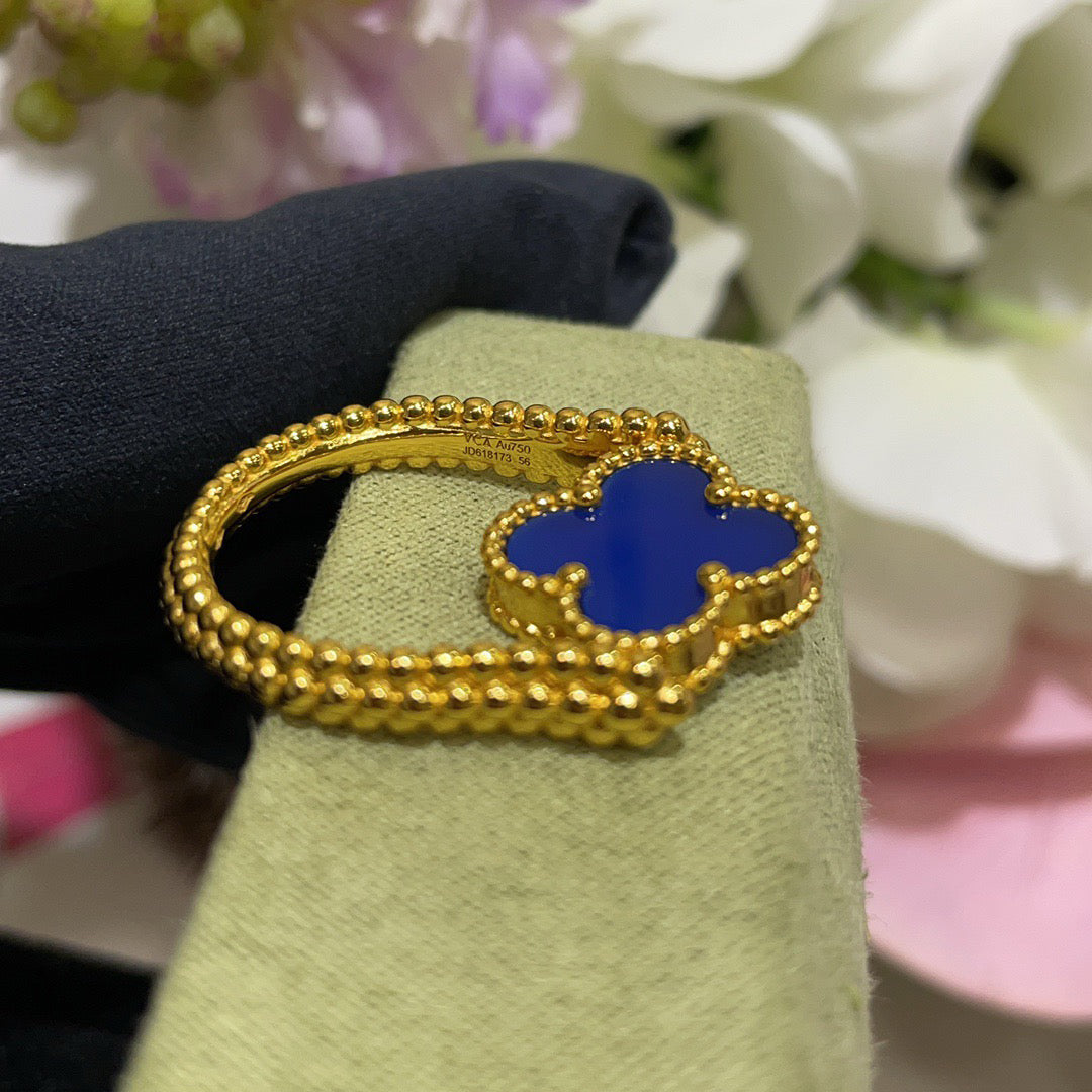 [Super CiCi ]CLOVER RIVERSIBLE BLUE AGATE RING