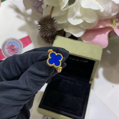 [Super CiCi ]CLOVER RIVERSIBLE BLUE AGATE RING