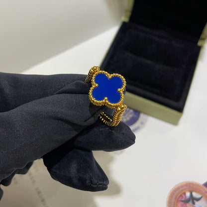 [Super CiCi ]CLOVER RIVERSIBLE BLUE AGATE RING