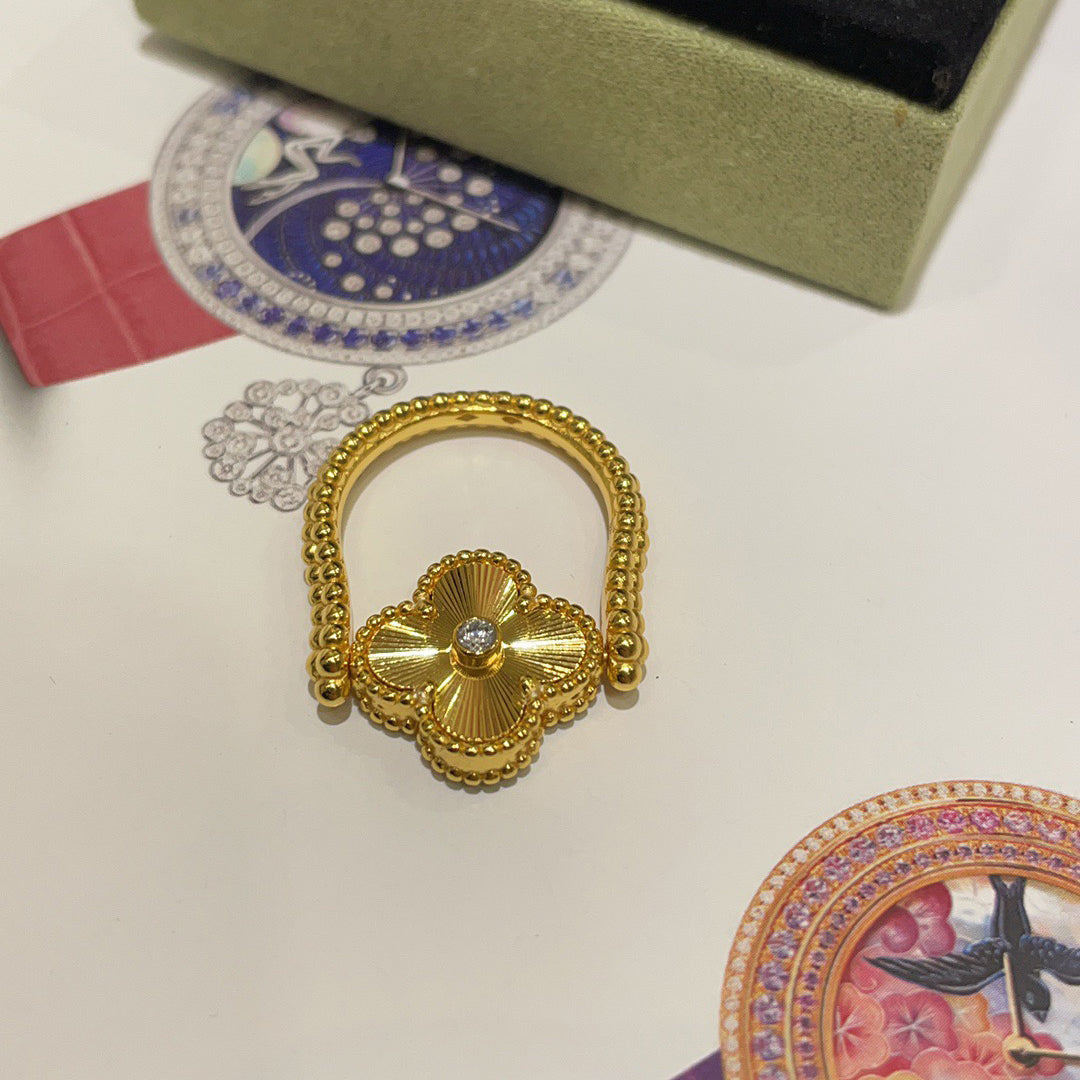 [Super CiCi ]CLOVER RIVERSIBLE BLUE AGATE RING
