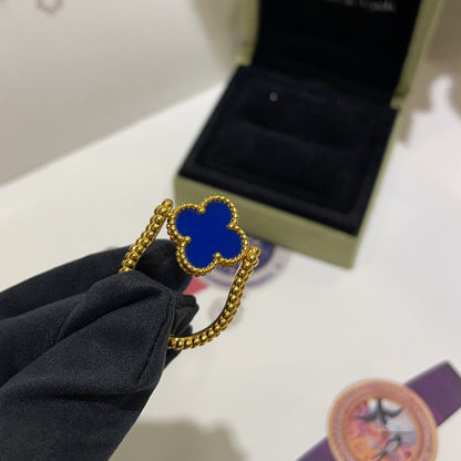 [Super CiCi ]CLOVER RIVERSIBLE BLUE AGATE RING