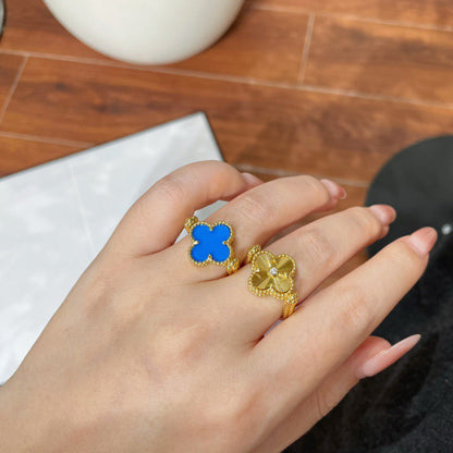 [Super CiCi ]CLOVER RIVERSIBLE BLUE AGATE RING