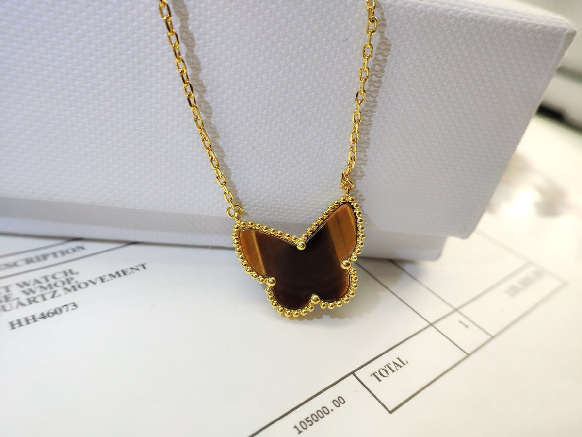 [Super CiCi ] TIGER__ EYE BUTTERFLY NECKLACE