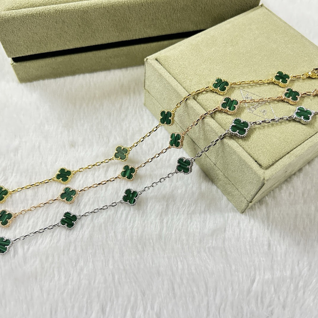 [Super CiCi ]CLOVER 6 MOTIF MALACHITE BRACELET