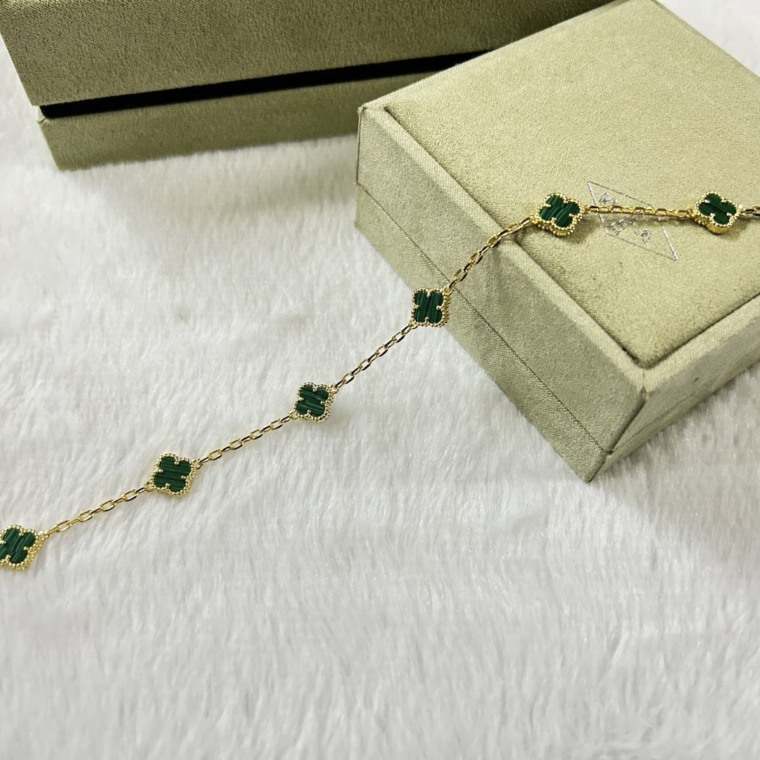 [Super CiCi ]CLOVER 6 MOTIF MALACHITE BRACELET