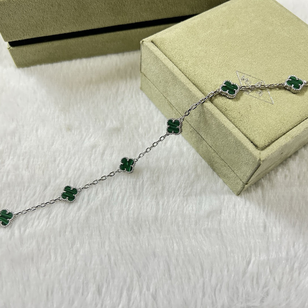 [Super CiCi ]CLOVER 6 MOTIF MALACHITE BRACELET
