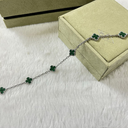 [Super CiCi ]CLOVER 6 MOTIF MALACHITE BRACELET