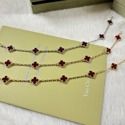 [Super CiCi ]CLOVER 6 MOTIF RED AGATE BRACELET