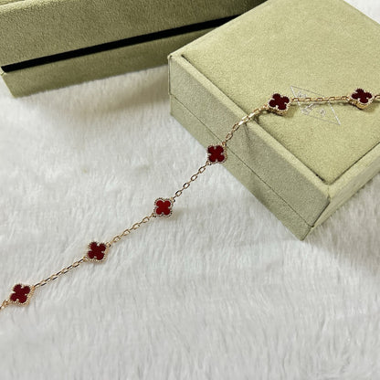 [Super CiCi ]CLOVER 6 MOTIF RED AGATE BRACELET