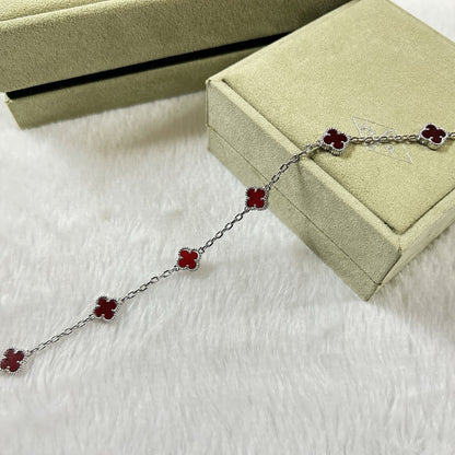 [Super CiCi ]CLOVER 6 MOTIF RED AGATE BRACELET