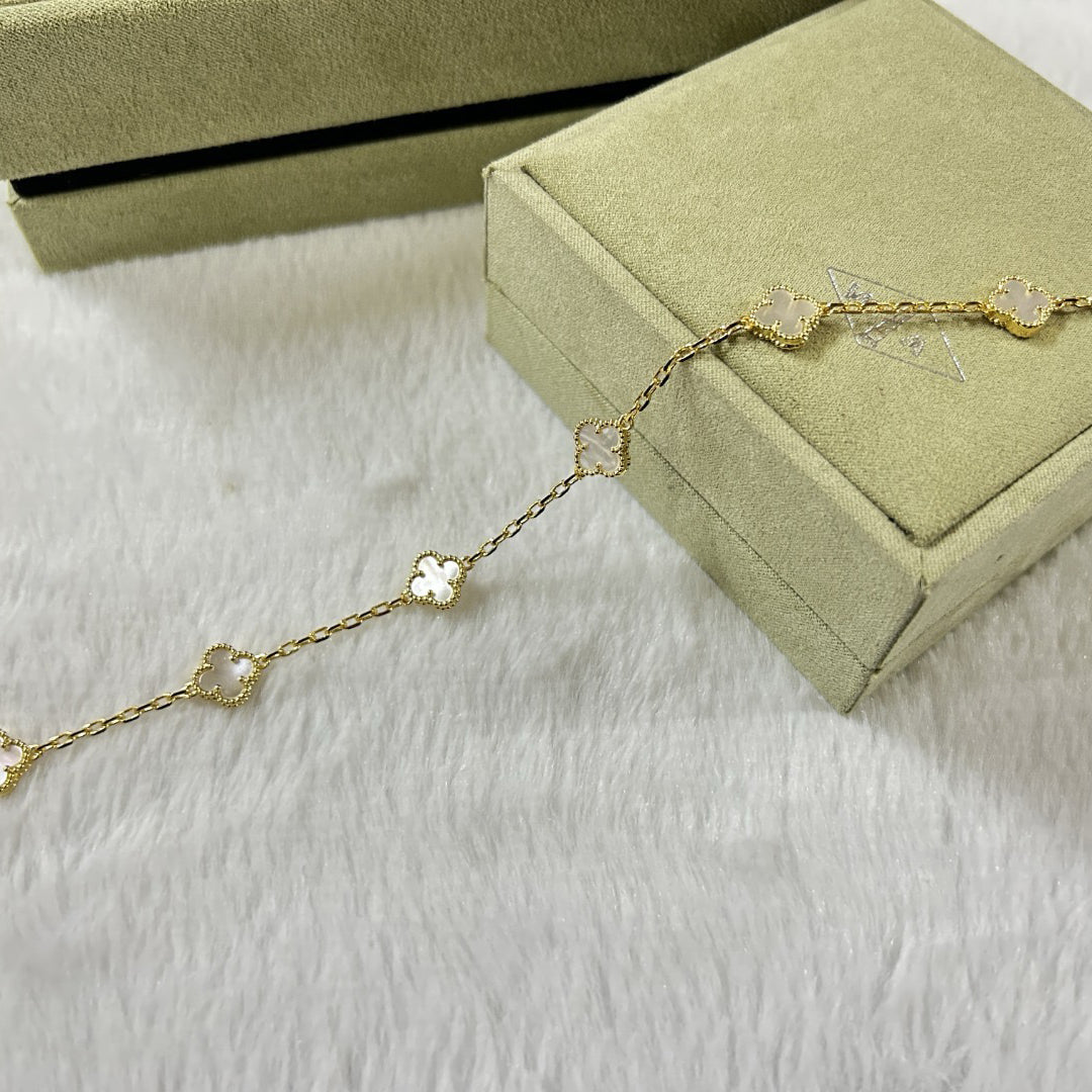 [Super CiCi ]CLOVER 6 MOTIF WHITE MOP BRACELET