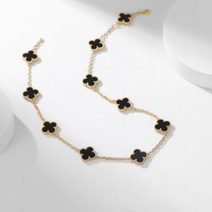 [Super CiCi ]CLOVER 10 MOTIFS ONYX NECKLACE