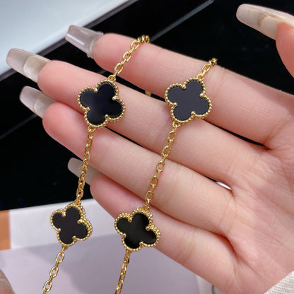 [Super CiCi ]CLOVER 10 MOTIFS ONYX NECKLACE