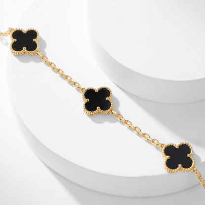 [Super CiCi ]CLOVER 10 MOTIFS ONYX NECKLACE