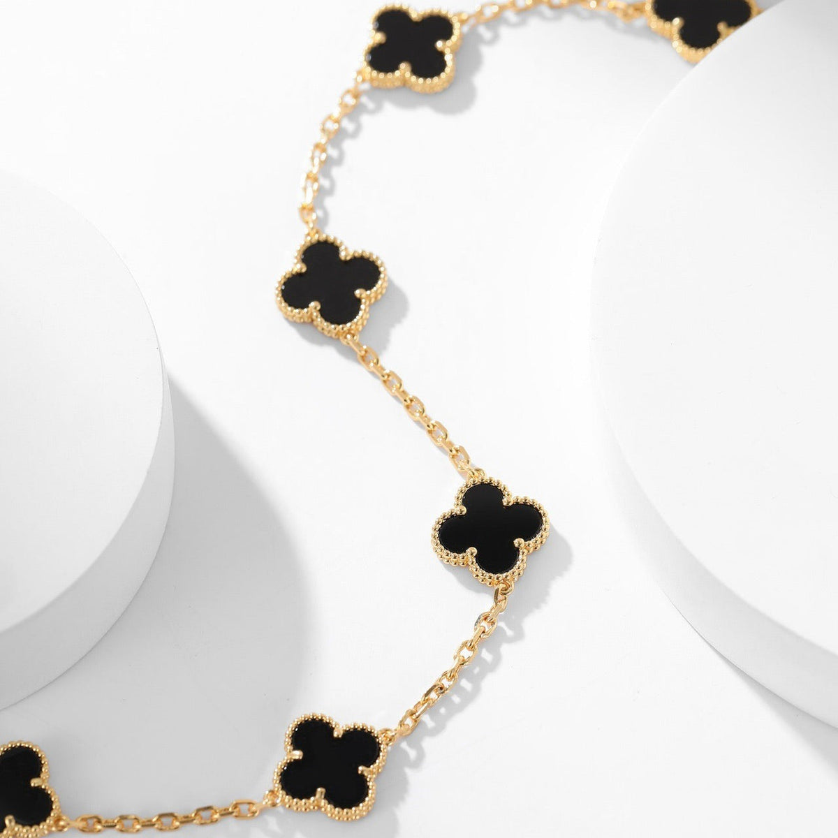 [Super CiCi ]CLOVER 10 MOTIFS ONYX NECKLACE