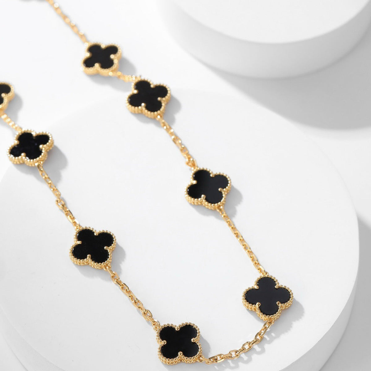 [Super CiCi ]CLOVER 10 MOTIFS ONYX NECKLACE