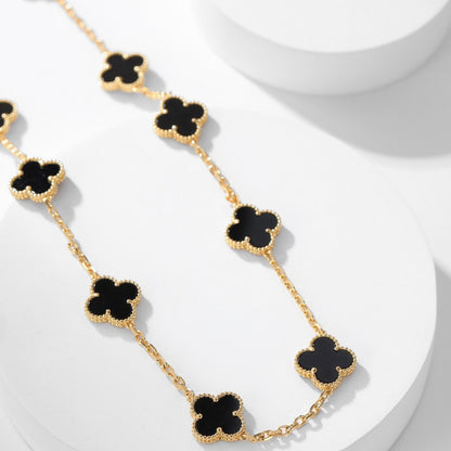 [Super CiCi ]CLOVER 10 MOTIFS ONYX NECKLACE