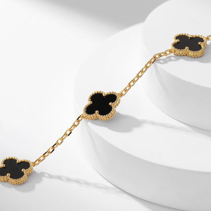 [Super CiCi ]CLOVER 10 MOTIFS ONYX NECKLACE