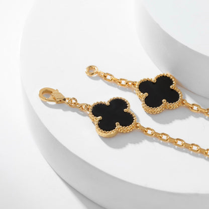 [Super CiCi ]CLOVER 10 MOTIFS ONYX NECKLACE