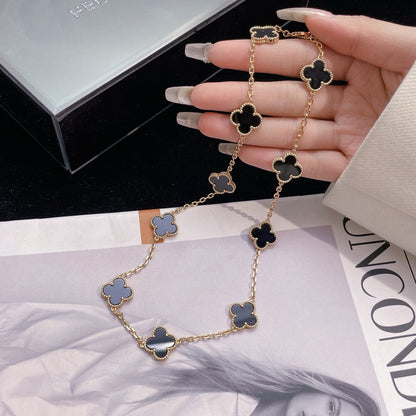 [Super CiCi ]CLOVER 10 MOTIFS ONYX NECKLACE