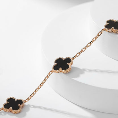 [Super CiCi ]CLOVER 10 MOTIFS ONYX NECKLACE