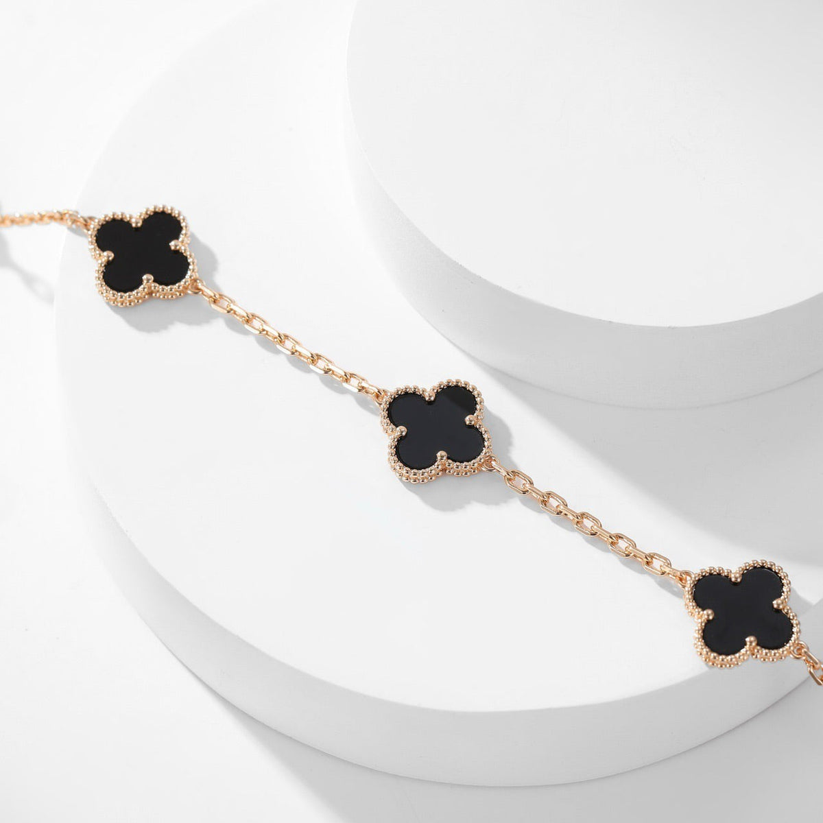 [Super CiCi ]CLOVER 10 MOTIFS ONYX NECKLACE