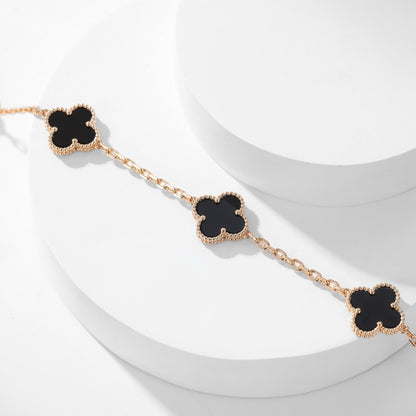 [Super CiCi ]CLOVER 10 MOTIFS ONYX NECKLACE
