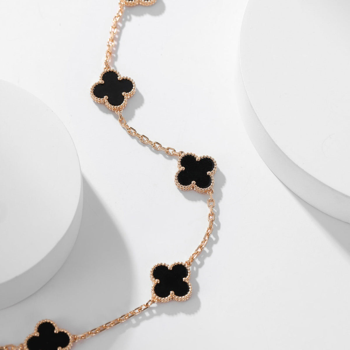 [Super CiCi ]CLOVER 10 MOTIFS ONYX NECKLACE